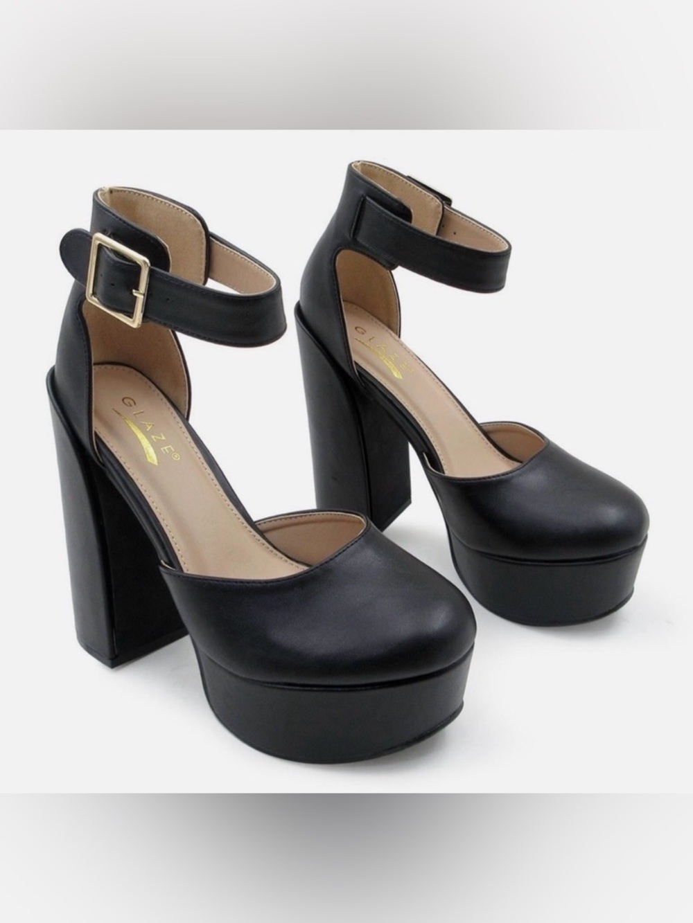 NIB [Lurnyet] Dreamer Black Platform Ankle Strap Platform Chunky Heels Women’s 7 - Picture 3 of 12
